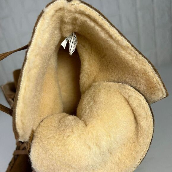 Bearpaw Women’s Krista Hickory Suede Lace Up Boots US 9 Brown Wedge Lined Boots - Picture 8 of 15